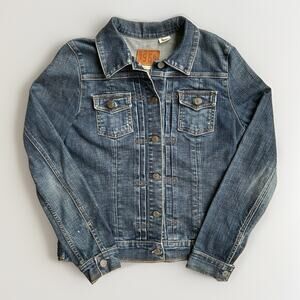 VTG 2002 Gap 1969 Pleated Denim Jacket Size Medium Type 2 Style Made in USA Y2K